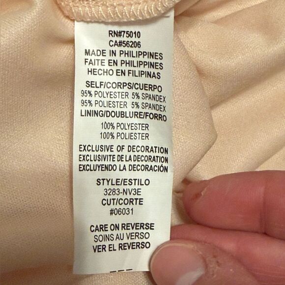 David’s Bridal City Triangle Ivory/Nude Short Lace Dress Bead Embellished Waist - Picture 9 of 11